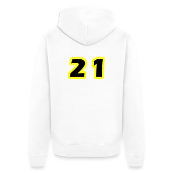 21 Zahl symbol - Unisex Premium Bio Zip Hoodie - Weiß - Hinten - Thijin (182cm)
