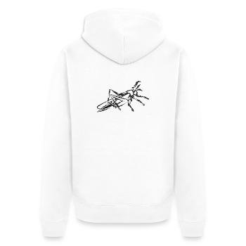 Schwarze Heuschrecke – Intecte Illustration - Unisex Premium Bio Zip Hoodie - Weiß - Hinten - Thijin (182cm)