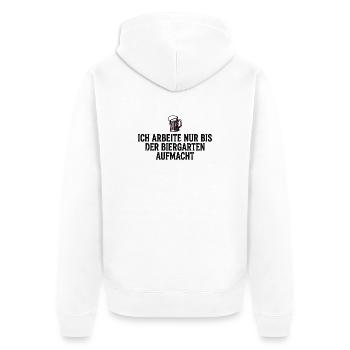Biergarten Shirt Lustig Ich Arbeite Nur - Unisex Premium Bio Zip Hoodie - Weiß - Hinten - Thijin (182cm)