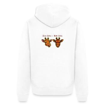 Giraffen Dualität: Ruhe Innen = Ruhe Außen - Unisex Premium Bio Zip Hoodie - Weiß - Hinten - Thijin (182cm)