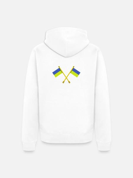 Ukrainische Flagge - Unisex Premium Bio Zip Hoodie - Weiß