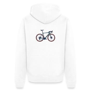 Rennrad Risograph - Unisex Premium Bio Zip Hoodie - Weiß - Hinten - Thijin (182cm)