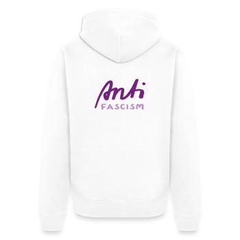 Anti Faschismus - Unisex Premium Bio Zip Hoodie - Weiß - Hinten - Thijin (182cm)