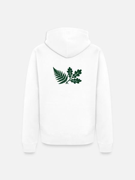 Farn Eichenlaub Wald Silhouette - Unisex Premium Bio Zip Hoodie - Weiß
