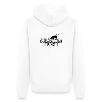 Mantrailer - Unisex Premium Bio Zip Hoodie - Weiß - Hinten - Thijin (182cm)