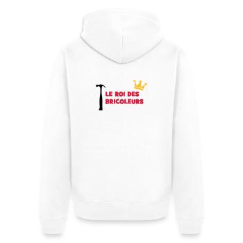 Der König der Heimwerker - Unisex Premium Bio Zip Hoodie - Weiß - Hinten - Thijin (182cm)