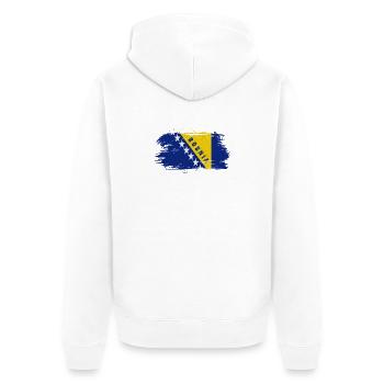 Bosnien Vintage Flagge / Geschenk Sarajevo - Unisex Premium Bio Zip Hoodie - Weiß - Hinten - Thijin (182cm)