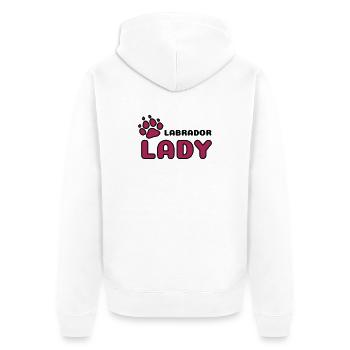 Labrador Lady mit Pfote stolze Hundebesitzerin - Unisex Premium Bio Zip Hoodie - Weiß - Hinten - Thijin (182cm)