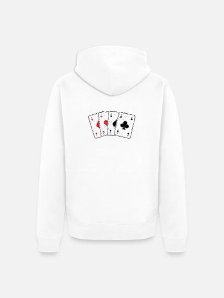 Karo- Herz- Pik- Kreuz-As Kartenspiel Poker Profi - Unisex Premium Bio Zip Hoodie - Weiß