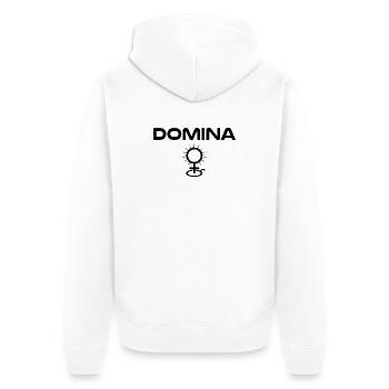 Domina - Unisex Premium Bio Zip Hoodie - Weiß - Hinten - Thijin (182cm)
