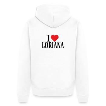 t-shirt J’adore Loriana idée cadeau t-shirt - Veste à capuche bio Premium Unisexe - blanc - Dos - Thijin (182cm)