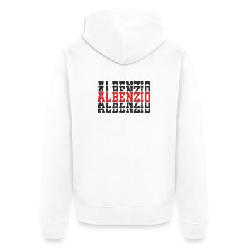 Albenzio t-shirt gift t-shirt stacked text - Unisex Premium Organic Zip Hoodie - white - Back - Thijin (182cm)