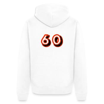 ALLES GUTE ZUM GEBURTSTAG. ALLES GUTE ZUM GEBURTSTAG. JAHRESTAG. - Unisex Premium Bio Zip Hoodie - Weiß - Hinten - Thijin (182cm)