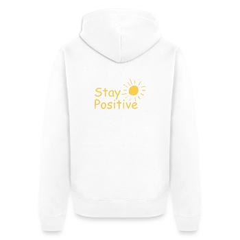 Strahlende Sonne - Stay Positive - Unisex Premium Bio Zip Hoodie - Weiß - Hinten - Thijin (182cm)