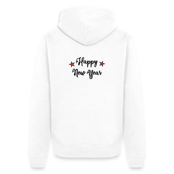 HAPPY NEW YEAR. NEW YEAR'S EVE. NEW YEAR - Unisex Premium Organic Zip Hoodie - white - Back - Thijin (182cm)