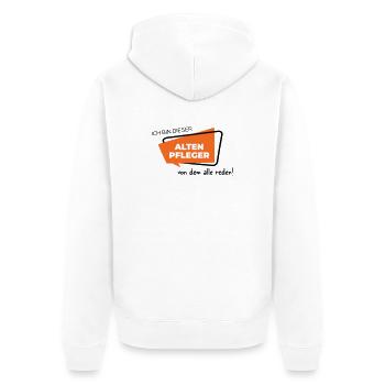 Altenpfleger - Unisex Premium Bio Zip Hoodie - Weiß - Hinten - Thijin (182cm)