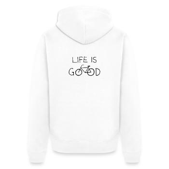 LIFE IS GOOD - Unisex Premium Organic Zip Hoodie - white - Back - Thijin (182cm)