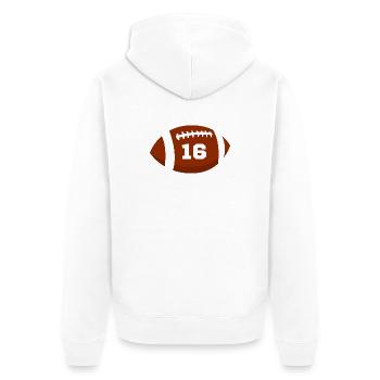Rugby Number 16 - 16th Rugby Anniversary - Unisex Premium Organic Zip Hoodie - white - Back - Thijin (182cm)