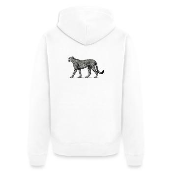 Schwarzweiß Leopard Muster - Unisex Premium Bio Zip Hoodie - Weiß - Hinten - Thijin (182cm)