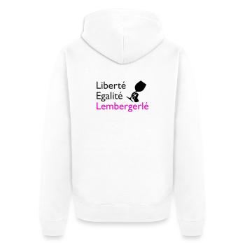 Liberté Egalité Lembergerlé - Unisex Premium Bio Zip Hoodie - Weiß - Hinten - Thijin (182cm)