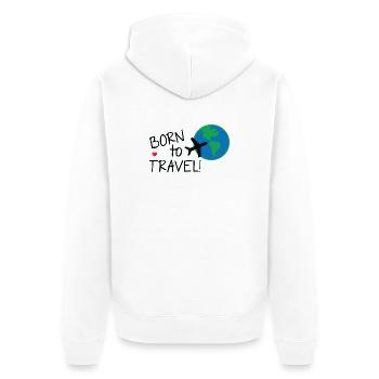 Né pour voyager dans le monde - Veste à capuche bio Premium Unisexe - blanc - Dos - Thijin (182cm)