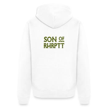 Son of Rhrptt - Ruhrpott - Zeche - Zollverein - Unisex Premium Bio Zip Hoodie - Weiß - Hinten - Thijin (182cm)