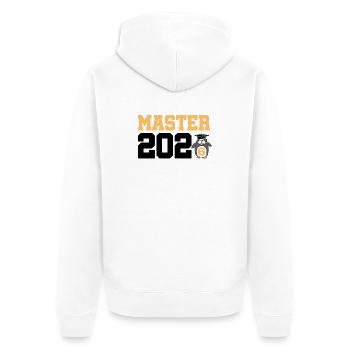 Master 2026 Abschluss Promotion Sponsion - Unisex Premium Bio Zip Hoodie - Weiß - Hinten - Thijin (182cm)