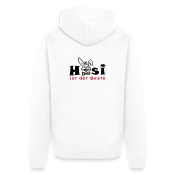 Hasi ist der Beste  Ostern - Unisex Premium Bio Zip Hoodie - Weiß - Hinten - Thijin (182cm)