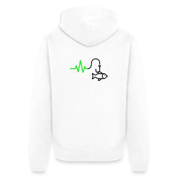Aperçu de l’ECG Fréquence cardiaque Crochet de poisson - Veste à capuche bio Premium Unisexe - blanc - Dos - Thijin (182cm)