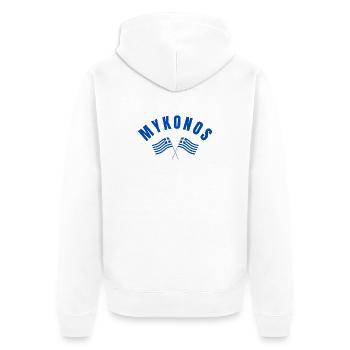 Griechische Flaggen von Mykonos - Unisex Premium Bio Zip Hoodie - Weiß - Hinten - Thijin (182cm)