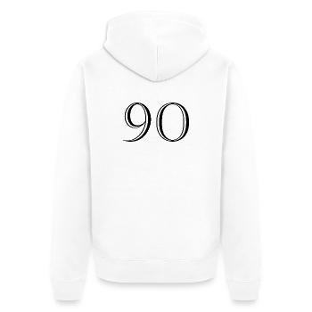 90. 90 ANS. 90e ANNIVERSAIRE. ANNIVERSAIRE 90 ANS. - Veste à capuche bio Premium Unisexe - blanc - Dos - Thijin (182cm)