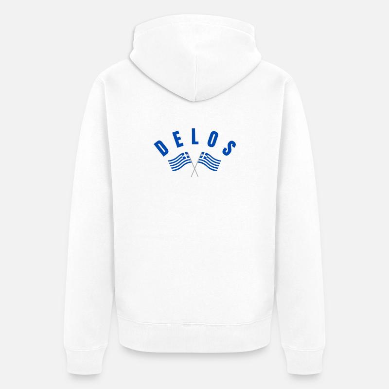 Drapeaux grecs de Delos Traversé - Veste à capuche bio Premium Unisexe - blanc