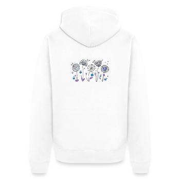 Blumen - Unisex Premium Bio Zip Hoodie - Weiß - Hinten - Thijin (182cm)