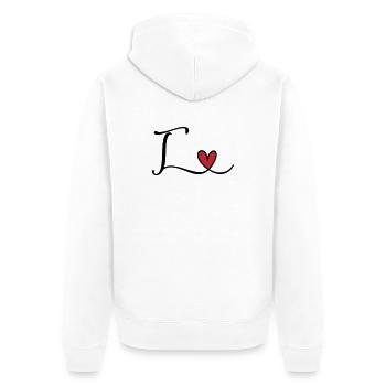 Monogramme de la lettre T avec cœur - Veste à capuche bio Premium Unisexe - blanc - Dos - Thijin (182cm)