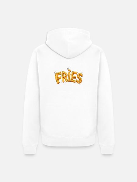 Fries Pommes Typografie Design   - Unisex Premium Bio Zip Hoodie - Weiß