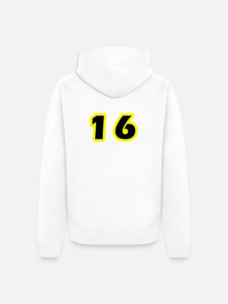16 Number symbol - Unisex Premium Organic Zip Hoodie - white