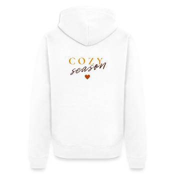 Cozy Season | Minimal Herbst Design - Unisex Premium Bio Zip Hoodie - Weiß - Hinten - Thijin (182cm)