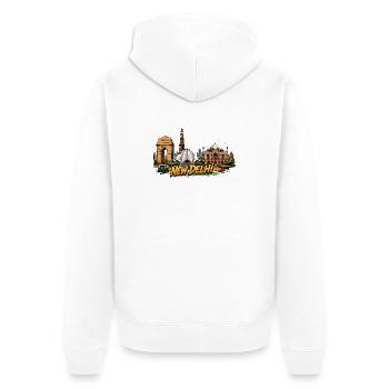 New Delhi Comic Skyline - Unisex Premium Bio Zip Hoodie - Weiß - Hinten - Thijin (182cm)