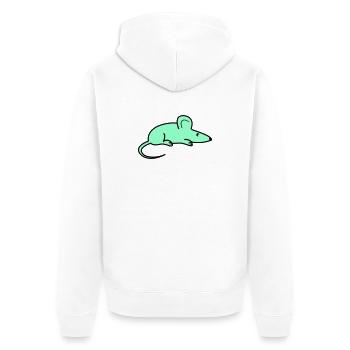 Minzfarbene Maus Silhouette - Unisex Premium Bio Zip Hoodie - Weiß - Hinten - Thijin (182cm)