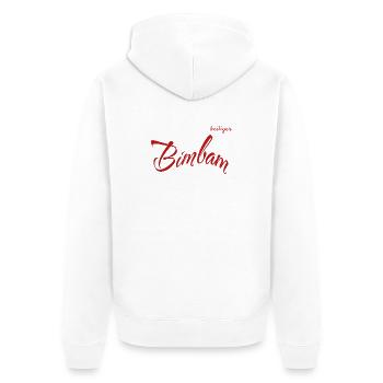 Heiliger Bimbam – Humorvolles Statement Design - Unisex Premium Bio Zip Hoodie - Weiß - Hinten - Thijin (182cm)