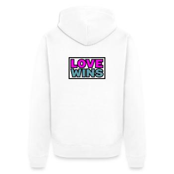 Love Wins Quote Graphic - Unisex Premium Organic Zip Hoodie - white - Back - Thijin (182cm)