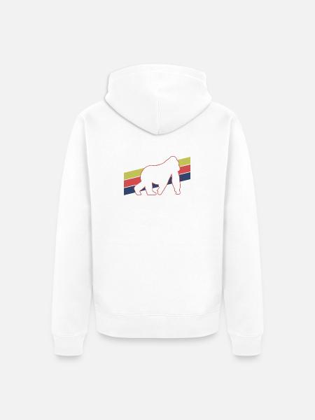 Affe Silhouette Retro - Unisex Premium Bio Zip Hoodie - Weiß