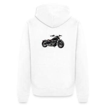 Realistisches Bobber Motorrad - Unisex Premium Bio Zip Hoodie - Weiß - Hinten - Thijin (182cm)