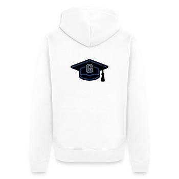 Doktorhut Buchstabe Icon - Unisex Premium Bio Zip Hoodie - Weiß - Hinten - Thijin (182cm)