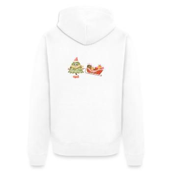 Süßer Weihnachtsbaum mit Schlitten und Geschenken - Unisex Premium Bio Zip Hoodie - Weiß - Hinten - Thijin (182cm)