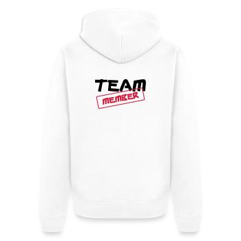 [ Team Member ] - Unisex Premium Organic Zip Hoodie - white - Back - Thijin (182cm)