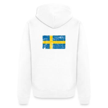 Sweden Flag Flag Grunge Retro Vintage - Unisex Premium Organic Zip Hoodie - white - Back - Thijin (182cm)