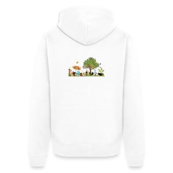 Jardin luxuriant coloré avec des chats noirs - Veste à capuche bio Premium Unisexe - blanc - Dos - Thijin (182cm)