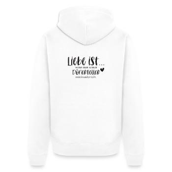 Liebe Dönerteller Döner lustiger Spruch Paare - Unisex Premium Bio Zip Hoodie - Weiß - Hinten - Thijin (182cm)