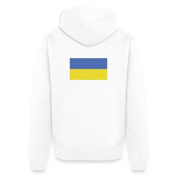 Ukraine Flagge Fahne - Unisex Premium Bio Zip Hoodie - Weiß - Hinten - Thijin (182cm)